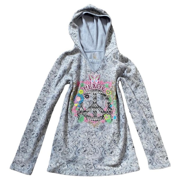 2010s Scene Emo Peace Long Sleeve Top Sz S/M - Picture 2 of 4